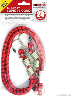 2pc Heavy Duty Elastic Bungee Cord 24 Inch Luggage Roof Straps Rope Hooks