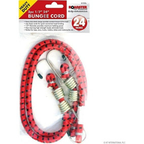 2pc Heavy Duty Elastic Bungee Cord 24 Inch Luggage Roof Straps Rope Hooks