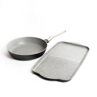 CASTEY - Bandeja para vitro y gas de Castey, 35 cm, Modelo P35, Asador Antiadherente, Multicolor, con Asas Fijas, Mejor Manejo y Mayor Comodidad