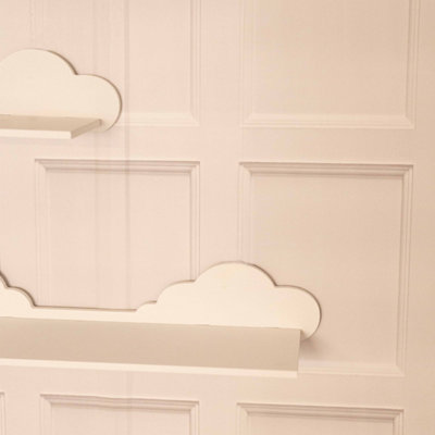 2pc Kids White Wooden Cloud Shelves