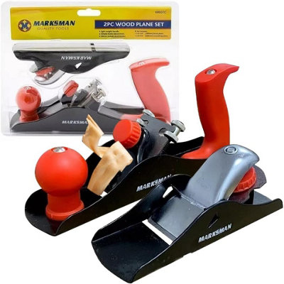 2-Piece Professional Wood Plane Set - 6 1/2" Block Plane & 9 1/4" Smoothing Plane For Woodworking