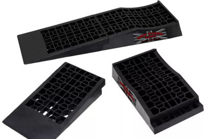 2pc Low-Entry Car Ramps Honeycomb Grip, Jack Point Access, Non-Slip Base