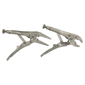 2pc Mini Locking Pliers Set Long and Round Nose Vice Grips Holders Clamps