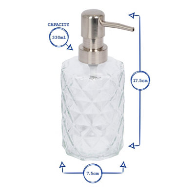 2pc Prism Glass Soap Dispenser Set with Ceramic Tray - 330ml - 3