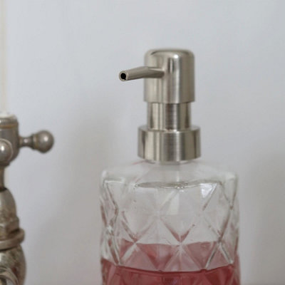 2pc Prism Glass Soap Dispenser Set with Ceramic Tray - 330ml - 6