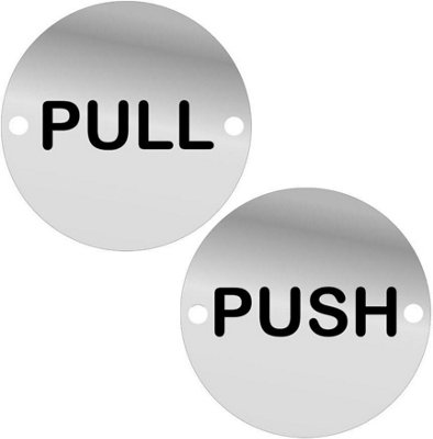 2pc Pull and Push Door Sign Set 75mm Screen Printed SAA - Pack of 1