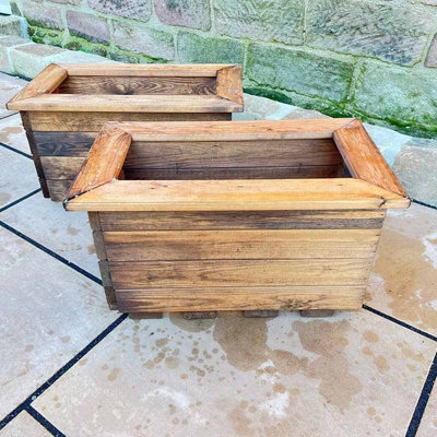 2Pc Regular Trough - Wood - L33 x W57 x H33 cm - Fully Assembled