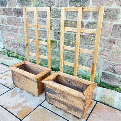 2Pc Small Kensington (Trellis) Trough Set - W59 x D41 x H135 - Redwood