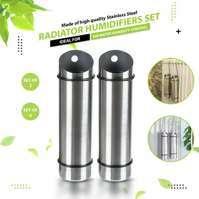 2Pc Stainless Steel Radiator Hanging Humidifiers Air & Water Humidity Control Set