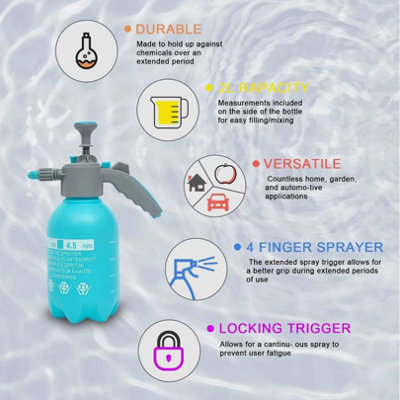 2PCS 2L Garden Pressure Sprayer Portable Hand Pump Chemical Weed Spray ...