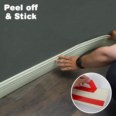 2PCS 2m Flexible Self Adhesive Vinyl Wall Base Trim, Peel Stick Rubber ...
