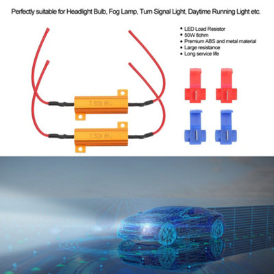 2Pcs 50W 8ohm Wirewound Load Resistor Decoder Fix LED Bulbs Hyper Flash Turn Signal Blinker
