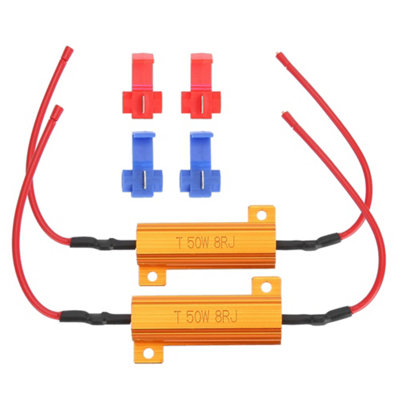 2Pcs 50W 8ohm Wirewound Load Resistor Decoder Fix LED Bulbs Hyper Flash Turn Signal Blinker