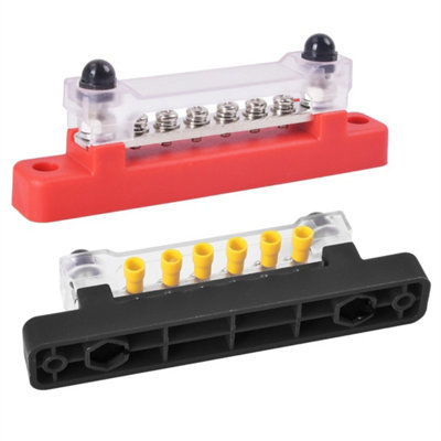 2Pcs 6 Way 12V Marine Auto Power Terminal Bus Bar