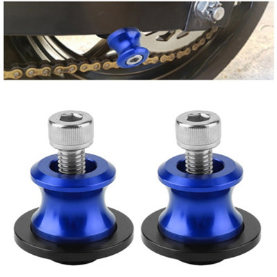 2pcs 6mm CNC Motorcycle Rear Stand Swing Arm Spools-Blue Bobbins