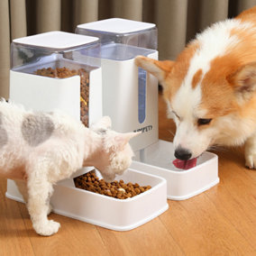 2Pcs Automatic Pet Feeder and Water Dispenser Set For Cats and Dogs Top Opening Transparent Visualization Convenient