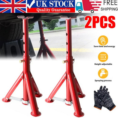 2PCS Axle Jack Stand 3 Tons Lifting Car Caravan Heavy Duty Steel Extended Height