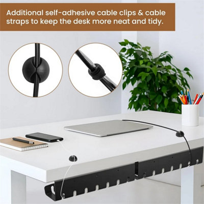 2pcs Black Metal Under Desk Cable Management Tray with Adhesive Clips ...