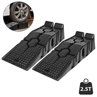 2Pcs Black Portable Rubber Vehicle Access Ramp Set 2.5 T Car Maintenance Ramps Lifting Tools