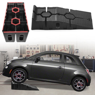 2Pcs Black Portable Rubber Vehicle Access Ramp Set 2.5 T Car ...