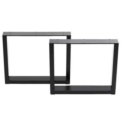 2Pcs Black Rectangular Industrial Metal Table Legs Furniture Legs W 90cm H 71cm