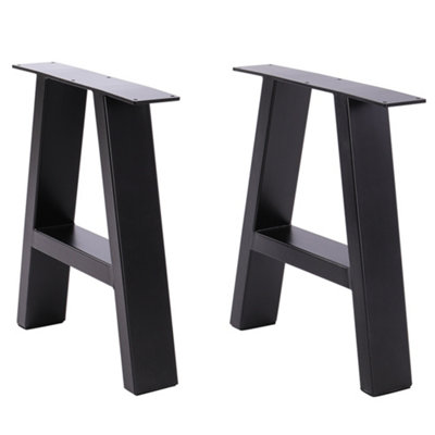 2pcs Black Trapezoid Industrial Metal Table Legs Furniture Legs L 69 x H 71 cm