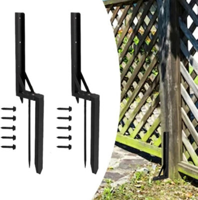 2pcs Fence Post Repair Kit Heavy Duty Anchor Ground Spikes with Fixings ...