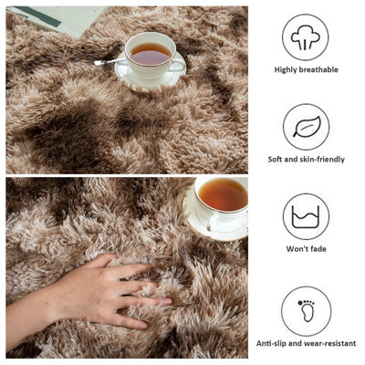 2PCS Fluffy Area Rugs Luxury Soft Non Slip Mat Living Room Decorative Floor Carpet UK
