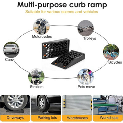 2PCS Heavy Duty Black Low Vehicle Service Car Van Ramps 2.5T+2.5T 5T ...
