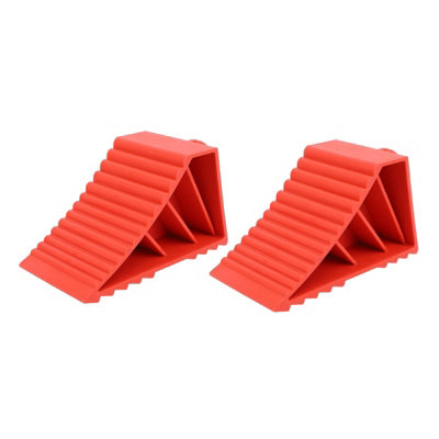 2PCS Heavy Duty Wheel Chocks Slip Resistant Solid Rubber Wheel Chocks Red Wheel Stopper for Car Travel Trailers RV Truck