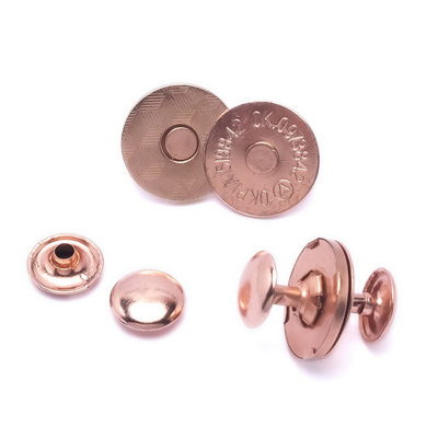 2pcs Magnetic Clasp Snap Button Double Rivet Closures for Clothing, Purses, Jacket, Rose Gold, 18mm