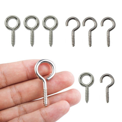 2pcs Metal Screw Hooks and Eyes, Silver