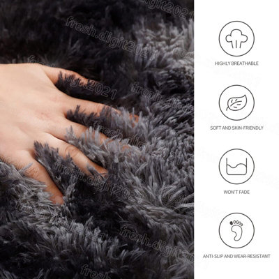 2PCS Non Slip Shaggy Rugs Super Soft Fluffy Floor Carpet Mats Bedroom Living Room UK