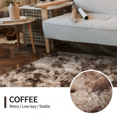 2PCS Non Slip Shaggy Rugs Super Soft Fluffy Floor Carpet Mats Bedroom Living Room