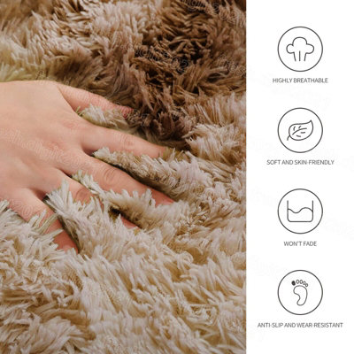 2PCS Non Slip Shaggy Rugs Super Soft Fluffy Floor Carpet Mats Bedroom Living Room - 6