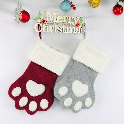 2Pcs Pet Christmas Stocking, for Dogs Cats Pets, Paw Shape Xmas ...