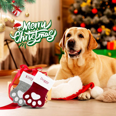 2Pcs Pet Christmas Stocking, for Dogs Cats Pets, Paw Shape Xmas ...