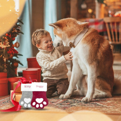 2Pcs Pet Christmas Stocking, for Dogs Cats Pets, Paw Shape Xmas ...
