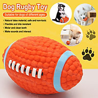 2Pcs Pet Dog Toy Rugby Ball Soft Chew Play Durable Squeaky Latex Dog Interactive
