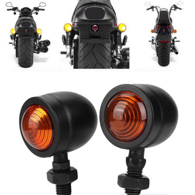 2Pcs Retro Metal Motorcycle Turn Signal Lights Indicators Lamp