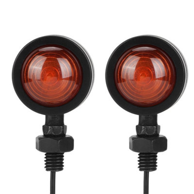 2Pcs Retro Metal Motorcycle Turn Signal Lights Indicators Lamp