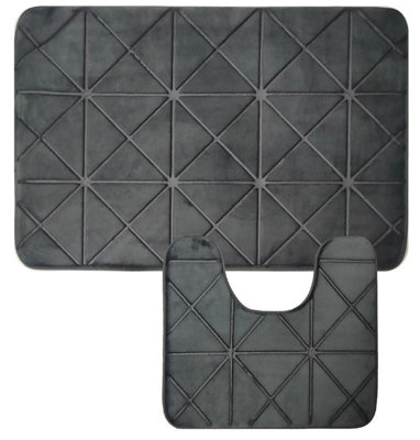 2Pcs Super Soft Memory Foam Bath Mat - Dark Grey Lattice Price Comparisons | Compare The Build