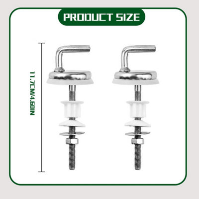 Toilet Seat Hinges Replacement – Universal Plastic Hardware Kit With Self-Locking Screws, 2-Pack For Easy Mounting