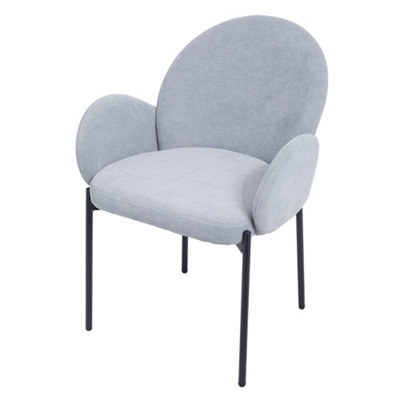 2Pcs Upholstered Dining Chairs with Armrest in Grey for Living Room,Office,Bedroom