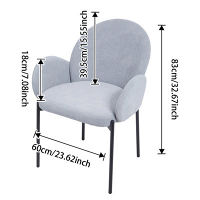 2Pcs Upholstered Dining Chairs with Armrest in Grey for Living Room,Office,Bedroom