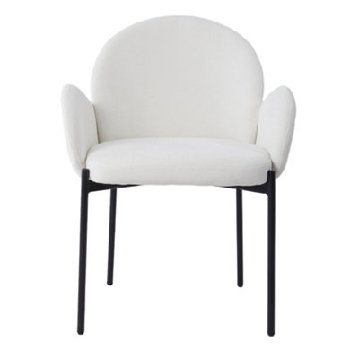 2Pcs Upholstered Dining Chairs with Armrest in White for Living Room,Office,Bedroom