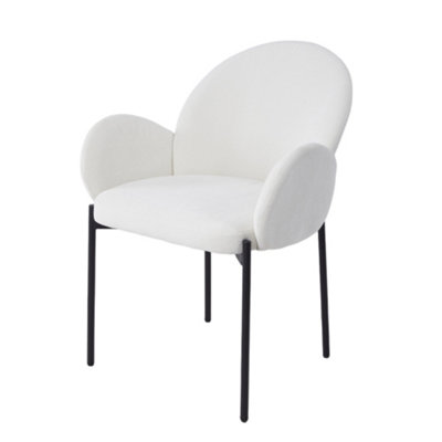 2Pcs Upholstered Dining Chairs with Armrest in White for Living Room,Office,Bedroom