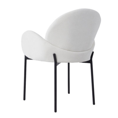 2Pcs Upholstered Dining Chairs with Armrest in White for Living Room,Office,Bedroom
