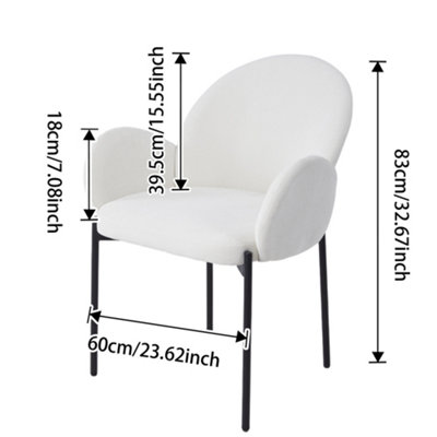 2Pcs Upholstered Dining Chairs with Armrest in White for Living Room,Office,Bedroom