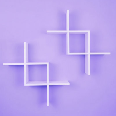 2pcs Wall Mounted X Shape Display Shelf Organizer Rack